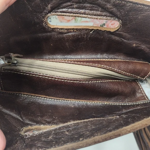 GUC Myra Bag Blue Stream Hand Tooled Fringe Crossbody Hand Carry Bag, Gorgeous - Picture 12 of 16